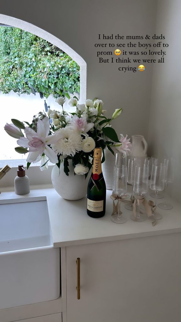 White kitchen with Moet 