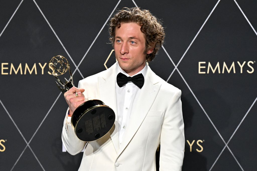 Outstanding Lead Actor in a Comedy Series Jeremy Allen White, The Bear, poses in the press room during the 75th Emmy Awards at L.A. Live’s Peacock Theatre on January 15, 2024 in Los Angeles