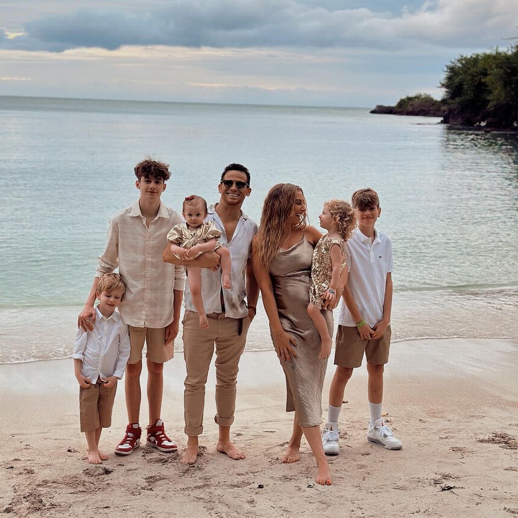 Stacey Solomon at the beach with her family