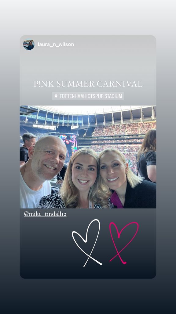 Mike Tindall and Zara Tindall take photo with fans at Pink concert