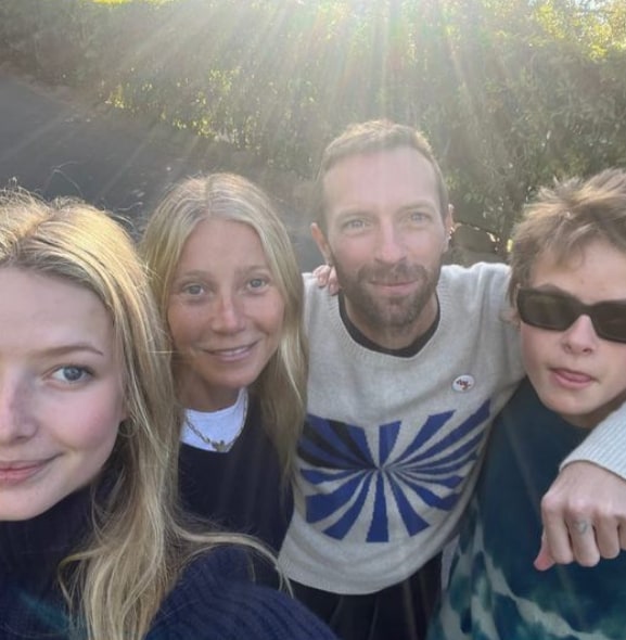 A photo shared by Gwyneth Paltrow on Instagram in honor of Father's Day, featuring her and Chris Martin with their children, Apple and Moses.