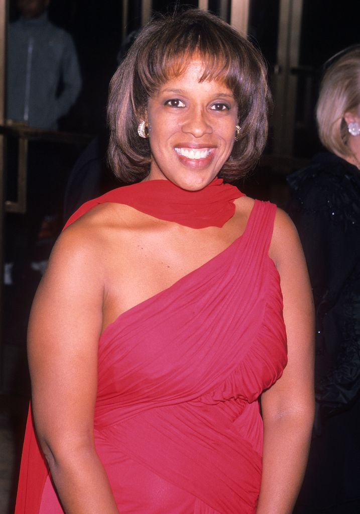 Gayle King in a red dress in 2001