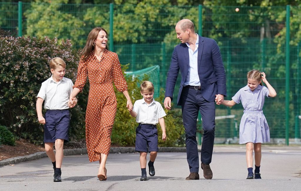 Kate and William taking the kids to school