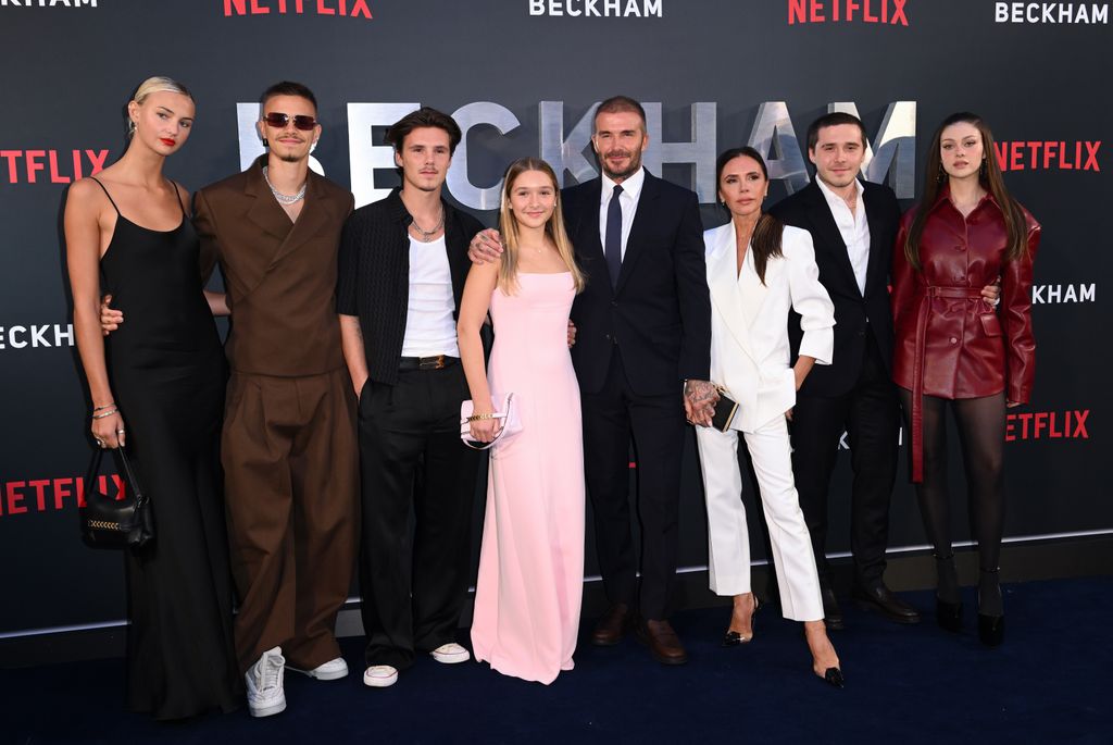 The Beckham family poses at the premiere