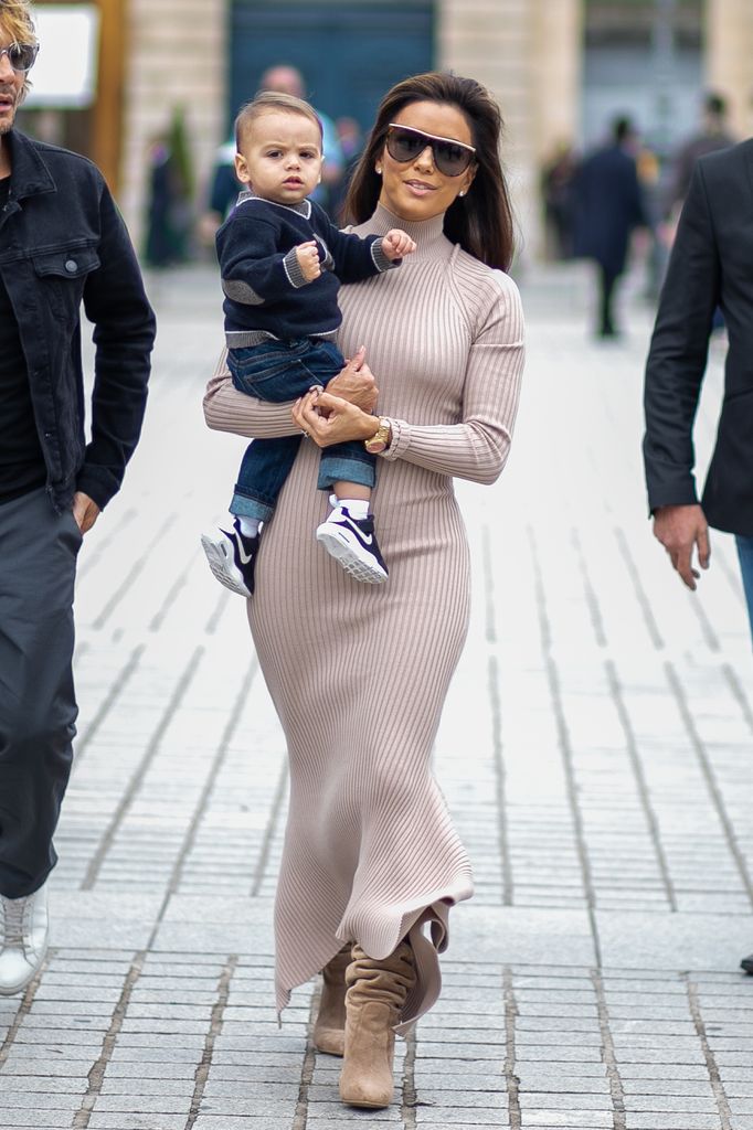 Eva Longoria holding her son Santiago