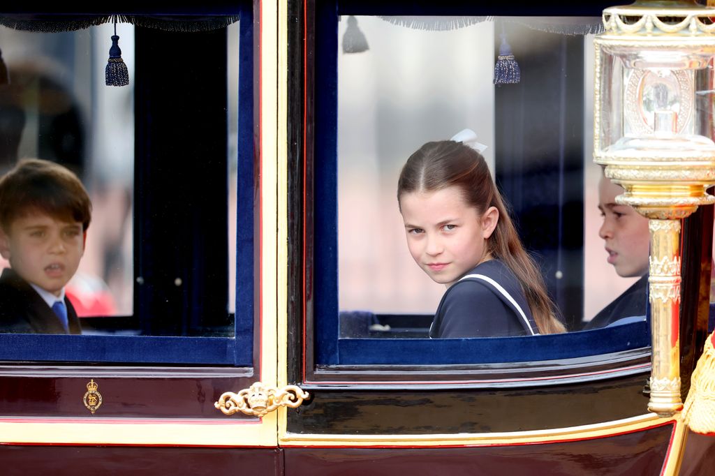 Prince Louis and Princess Charlotte inside the carriage