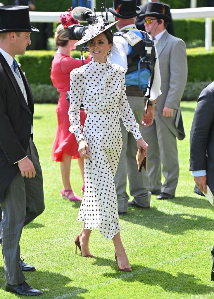 Kate Middleton wears a polka dot Alessandra Rich dress at Royal Ascot 2022