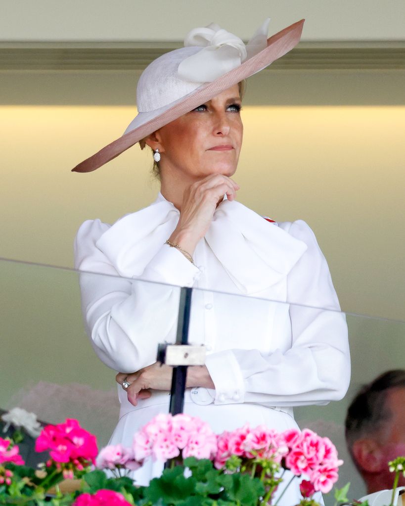     Sophie, Duchess of Edinburgh watches King Charles III's horse 'Circle of Fire' run in 'The Queen's Vase' on day two of Royal Ascot 2023 at Ascot Racecourse on June 21, 2023.