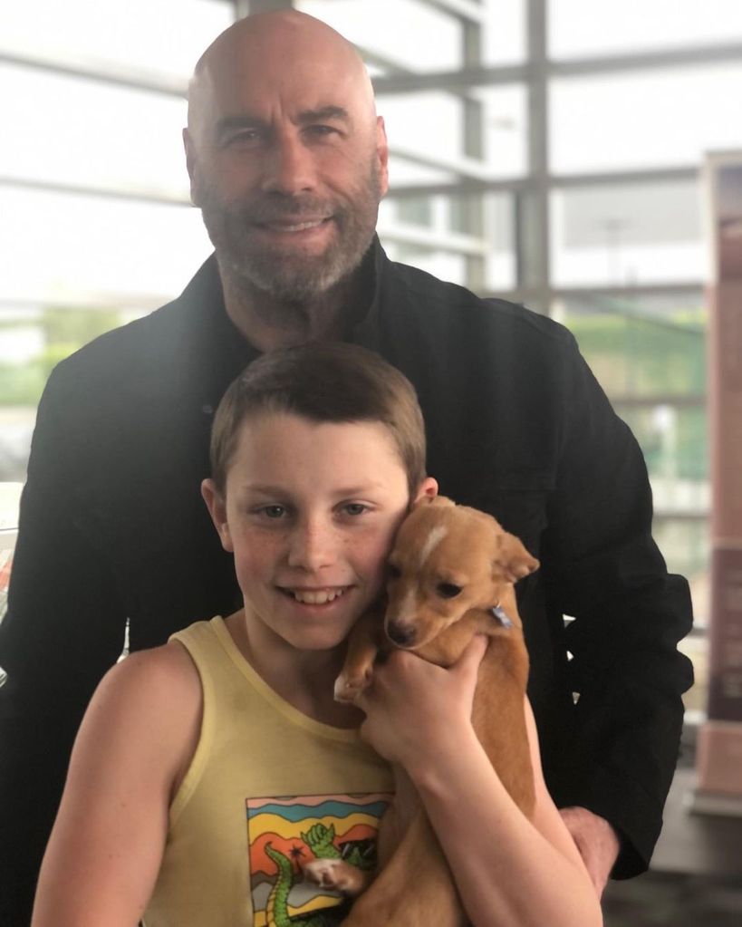 John Travolta with his son Ben and adopted dog Peanut