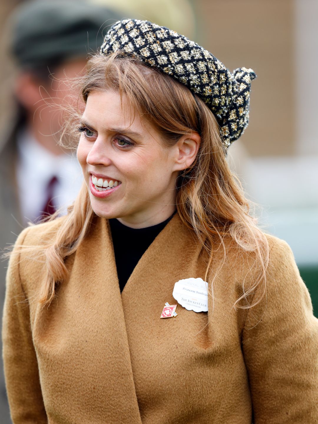 Princess Beatrice in brown coat and hat