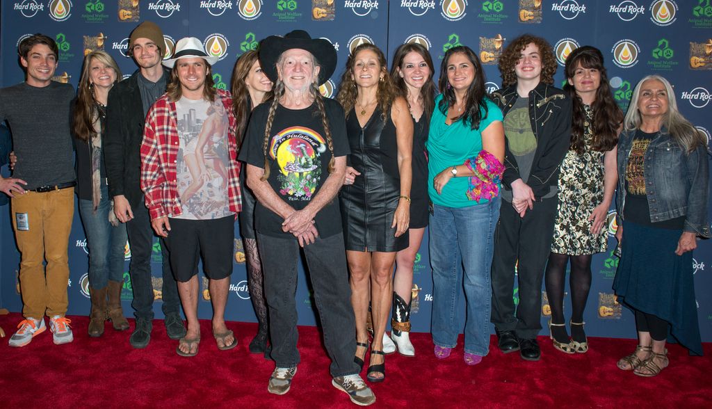 NEW YORK, NY – JUNE 06: Trevor Nelson, Paula Nelson, Jacob Micah Nelson, Lukas Nelson, Amy Nelson, Willie Nelson, Annie D’Angelo, Raelyn Nelson, Rachel Fowler, Dean Hubbard, Martha Fowler and Lana Nelson attend Hard Rock International’s Wiley Nelson Artist Spotlight Benefit Concert at Hard Rock Cafe in Times Square on June 6, 2013 in New York City. (Photo: Mike Pont/Getty Images)