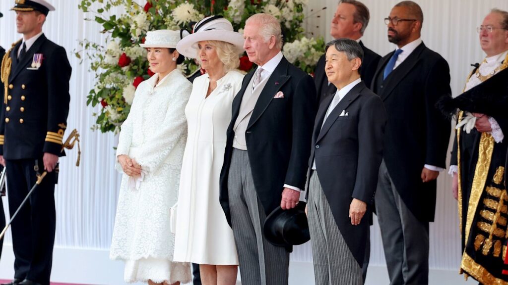 Prince William, King Charles and Queen Camilla welcome Emperor Naruhito and Empress Masako on day 1 of Japan state visit – live updates