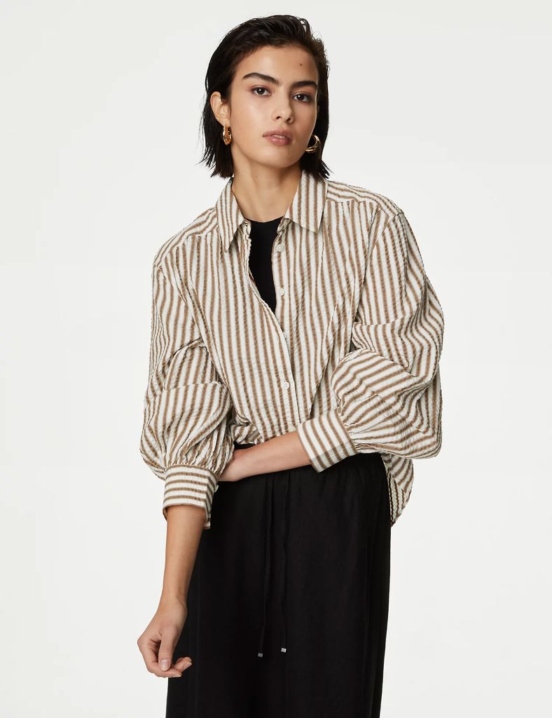 M&S Pure Cotton Striped Collar Shirt