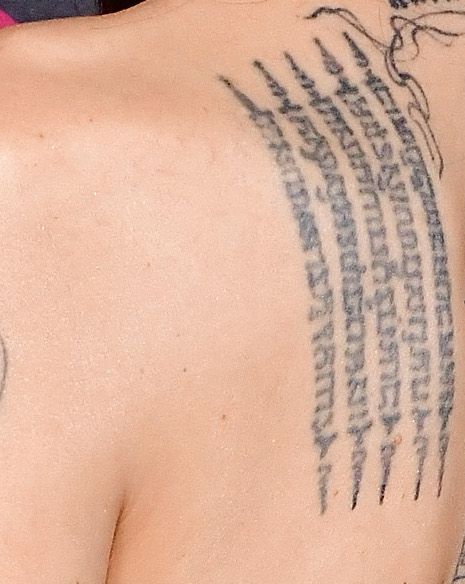 Angelina Jolie's Buddhist Mantra Tattoo