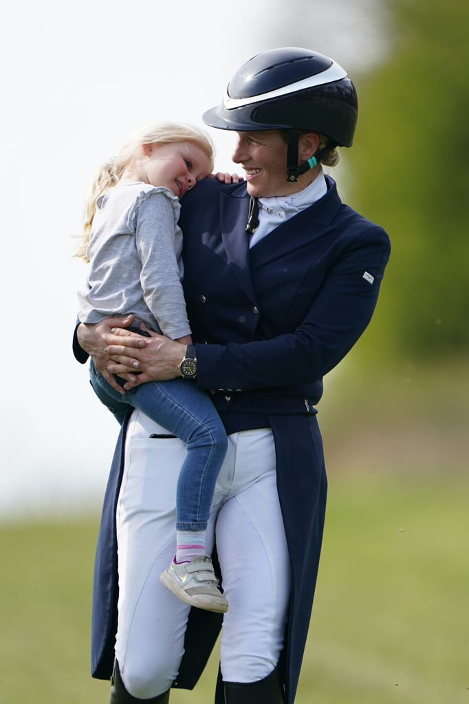 Zara Tindall with her daughter Lena Elizabeth at the Barefoot Retreats Burnham Market International Horse Trials in Norfolk. 