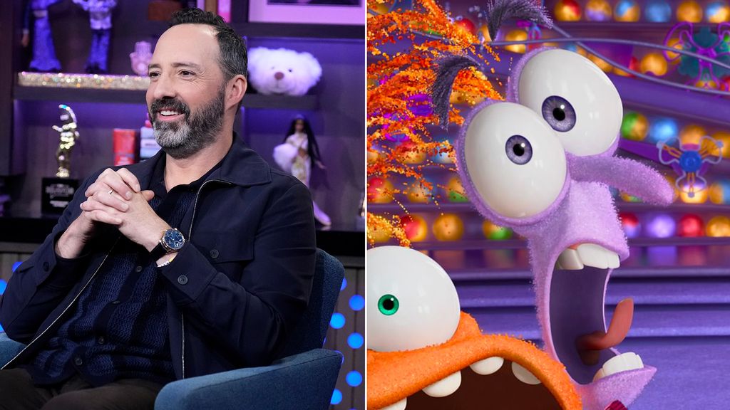 Split image of Tony Hale and Fear in Inside Out 