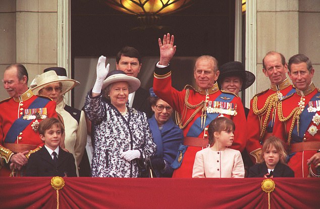 The Royal Family watching the flypast after the Trooping the Colour ceremony in June, 1998