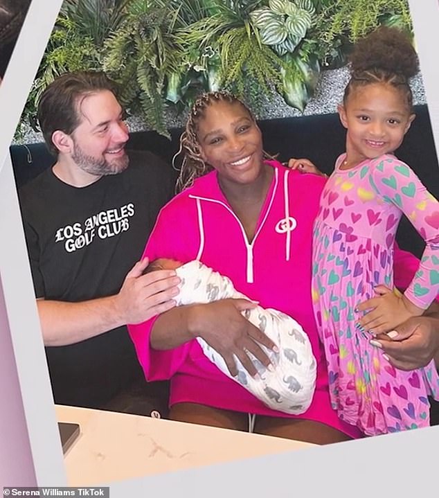 The star is pictured with husband Alexis Ohanian and their daughters Adira and Olympia