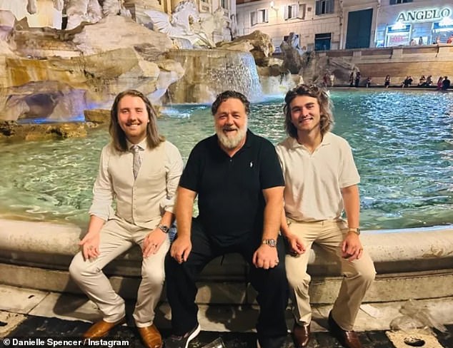 Yes, this stylish young man is none other than Russell Crowe's son Charles. In the picture: Russell (centre) and his two sons Charles (left) and Tennyson (right)