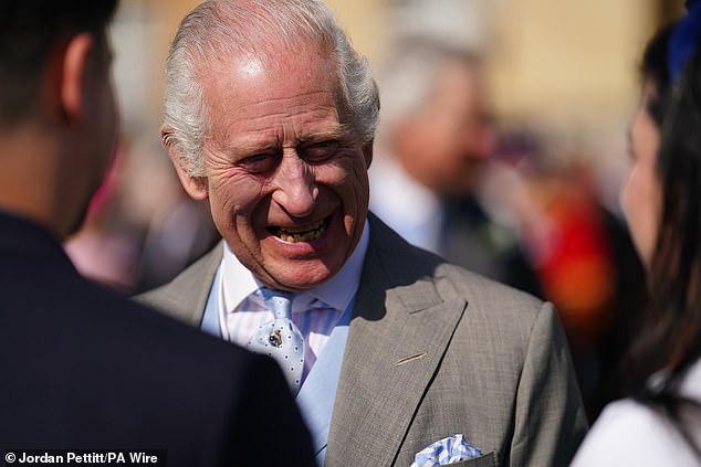 King Charles III addressed guests attending a garden party at Buckingham Palace today