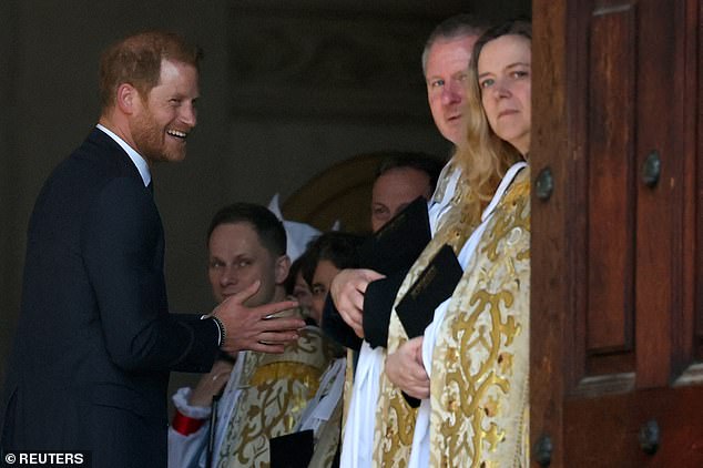 Harry was greeted as he arrived in St Paul for the Invictus Games service this afternoon