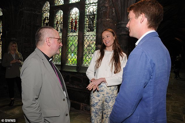 Joking during an engagement, the Duke of Westminster said it would be 'more stressful' the next time the couple visit Chester Cathedral (for their wedding).