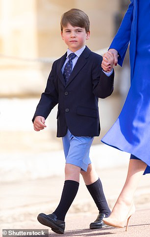 Last year, when Louis attended the Easter Matins service at St George's Chapel with his family, he wore Rachel Riley blue tailored shorts.