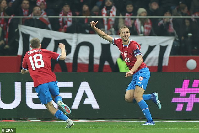 Captain Tomas Soucek scored a crucial equaliser against Poland to level the match