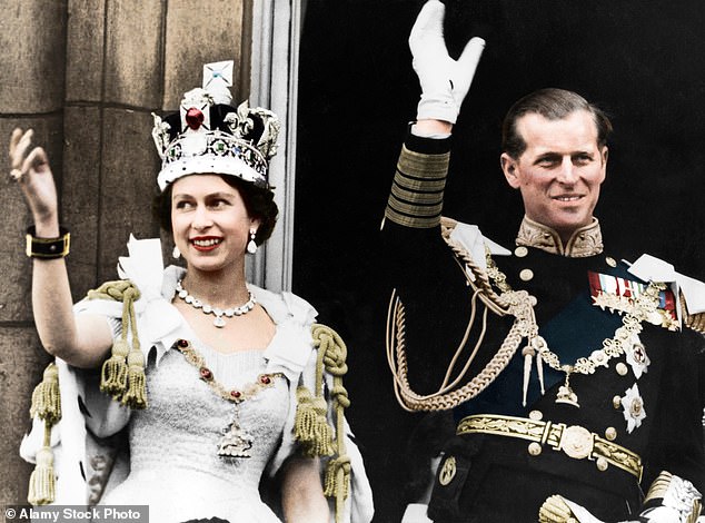 Queen Elizabeth II and the Duke of Edinburgh wave from the balcony of Buckingham Palace on the day of her Coronation, June 1953
