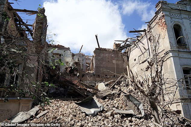 Russia invaded Ukraine in February 2022 and killed thousands of soldiers and civilians in a brutal war - the likes of which has not been seen in Europe since the end of World War II nearly 80 years ago (photo of Mala Danilivka in Ukraine this month after the missile attack)