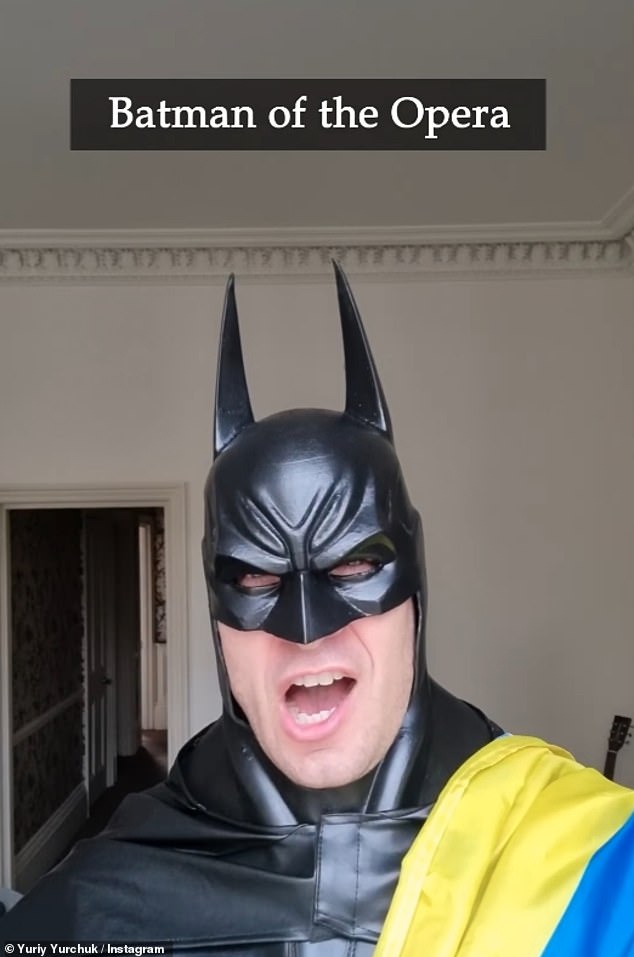 The singer shared a clip of himself singing the song while dressed in a Batman costume and wrapped in the Ukrainian flag