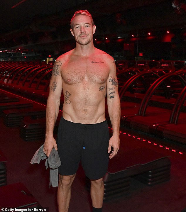Diplo showcases his buff body as he ditches his shirt during special Run Club workout at Barry’s