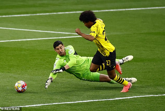 Kareem Adeyemi missed a golden opportunity after putting Courtois through on goal in the first half