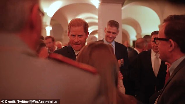 Inside Harry’s Invictus Games St Paul’s service: Duke of Sussex is seen laughing with veterans in new video from UK whistle-stop trip