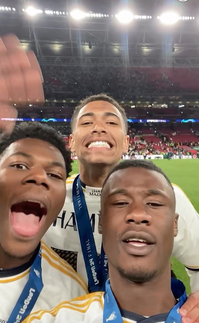 Real Madrid posted a video on the club's Instagram feed showing the players celebrating with their medals at full time