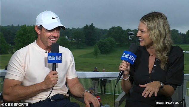 Rory McIlroy interviewed by CBS journalist Amanda Balionis after the Canadian Open