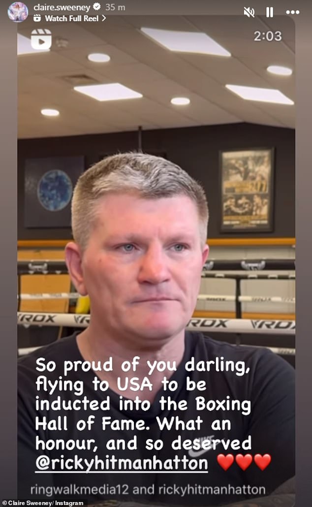 Claire proved she is Ricky's biggest supporter as when it was revealed Ricky had made it into the Boxing Hall of Fame she said she was extremely proud of the man.