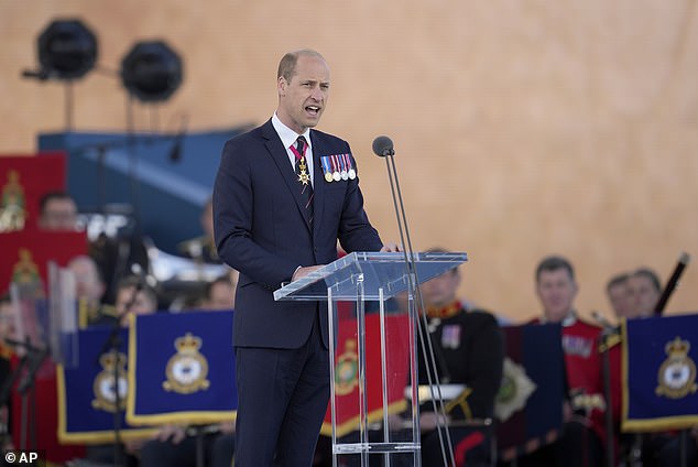 Earlier, William praised the 'bravery' of those who took part in the D-Day landings and read an extract from a letter from Captain Alastair Bannerman of the Royal Warwickshire Regiment
