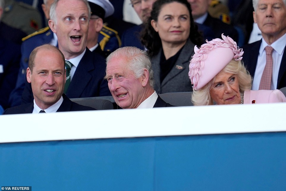 After his speech, Charles took a seat in the Royal Box alongside William and Camilla