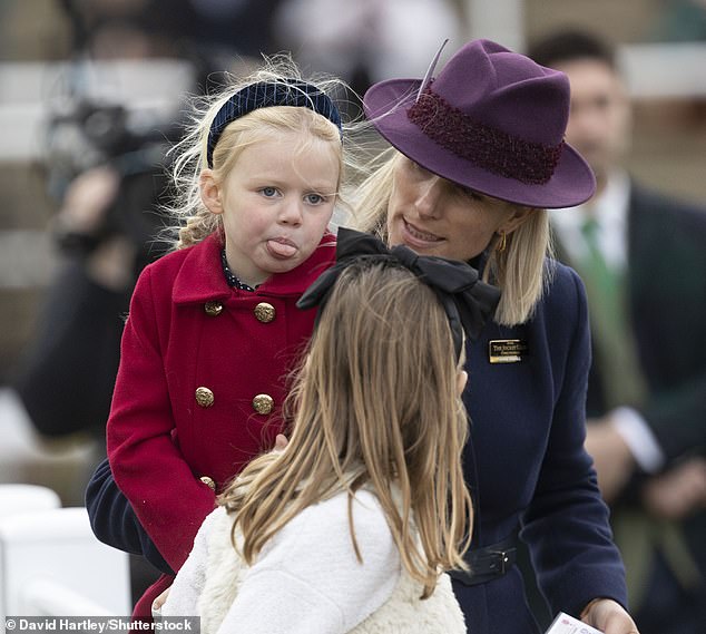 Lena and her mother Zara attend the race on New Year's Day at Cheltenham in 2023