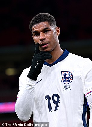 Marcus Rashford (pictured) was not included in England's provisional squad