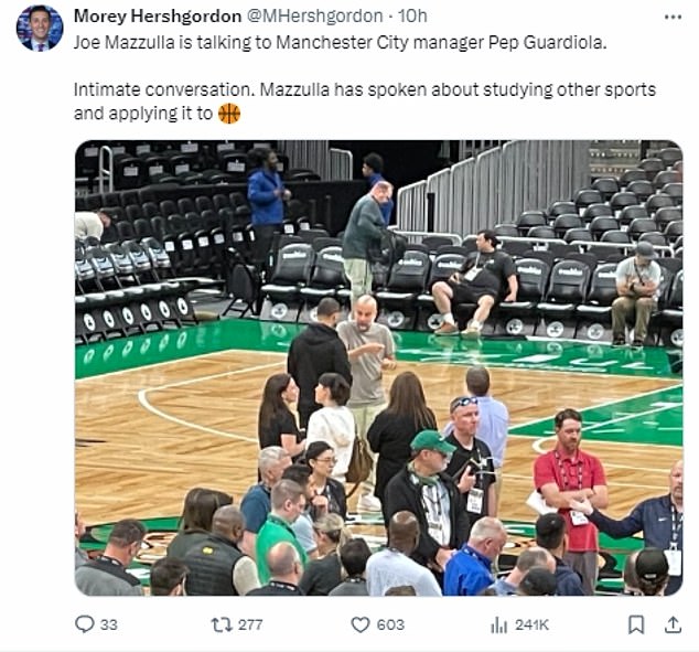 Morey Harshgordon wrote on Twitter that Mazzulla has previously talked about 'studying other sports and applying it to basketball'