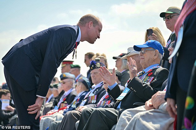 The father-of-three spent time after his speech listening to the veterans on the 80th anniversary of the Normandy landings