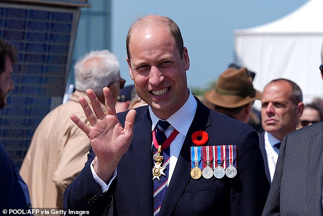 William waved at a photographer while at the ceremony, during which he also spoke to Canadian veterans about their experiences