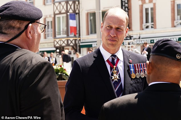 The heir to the throne was gifted a pin by one veteran, while another told him they were sending their best wishes to his father King Charles