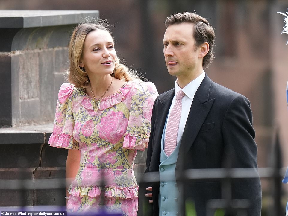 Charles van Straubenzee and his wife Daisy Jenks arrive at Chester Cathedral ahead of the wedding