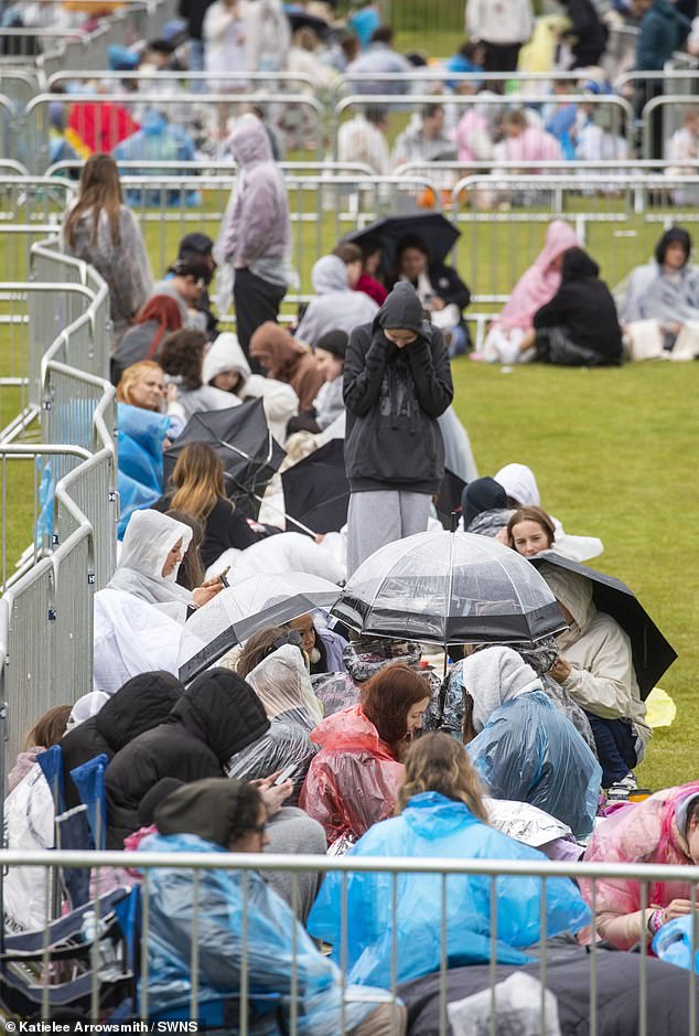 Fans braved miserable Scottish weather as they queued for the gig in Edinburgh