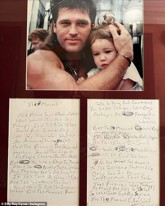 Billy on Friday shared an old photo of himself with daughter Miley and a poem he wrote for her amid their alleged rift.