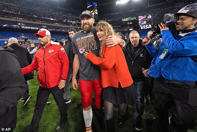 Meanwhile, Swift cheered Kelce and the Kansas City Chiefs to a Super Bowl victory last season