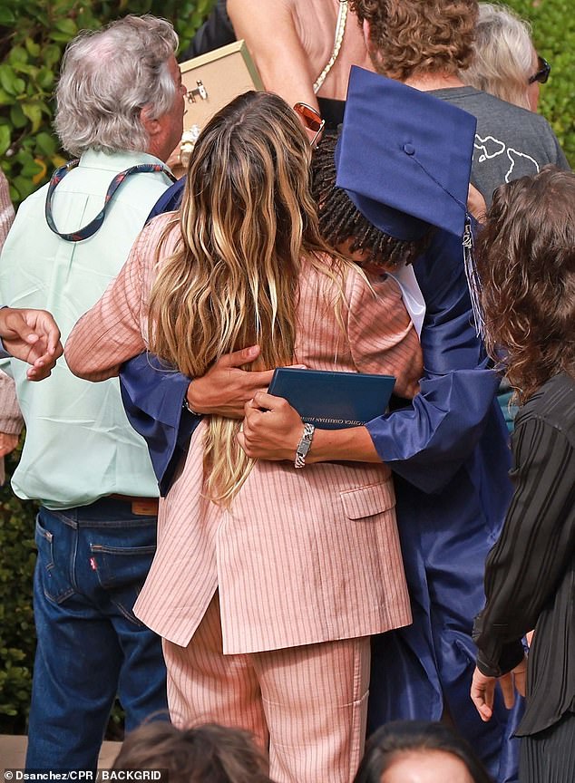 Heidi had an emotional moment hugging her son after the ceremony